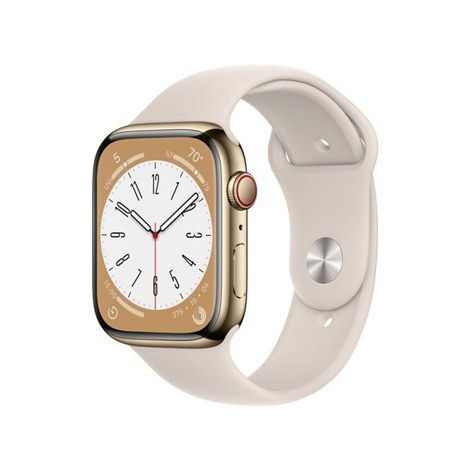 Apple Watch | Series 8 (GPS + Cellular) | Smart watch | Stainless steel | 45 mm | Gold | Cream | Apple Pay | 4G | Water-resistan - 2